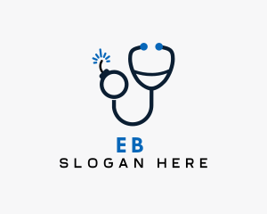 Stethoscope Clinic Bomb logo design