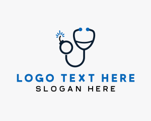 Stethoscope Clinic Bomb logo design