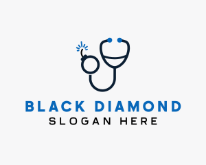 Stethoscope Clinic Bomb logo design