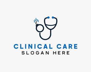 Stethoscope Clinic Bomb logo design