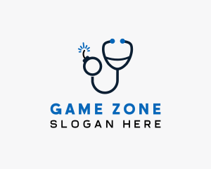 Stethoscope Clinic Bomb logo design