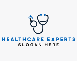 Stethoscope Clinic Bomb logo design