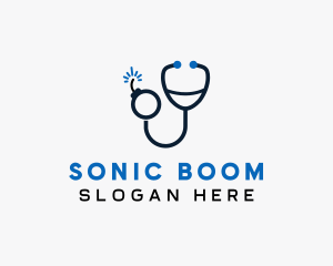 Stethoscope Clinic Bomb logo design