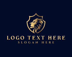 Feline - Gold Lion Shield Crest logo design