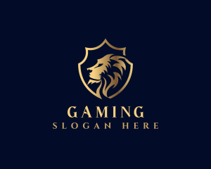 Gold Lion Shield Crest Logo