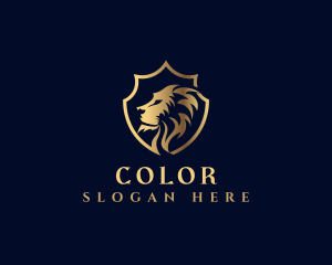 Feline - Gold Lion Shield Crest logo design