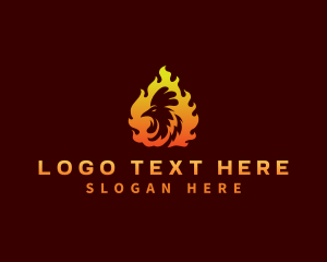 Rooster - Fire Chicken Grill logo design