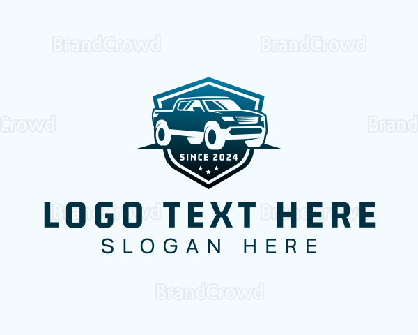 Pickup Hauling Car Logo