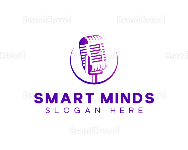 Podcast Radio Mic Broadcast Logo