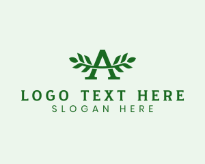 Vegan - Natural Leaf Letter A logo design