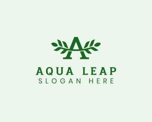 Natural Leaf Letter A logo design