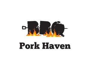 Barbecue Grill Letter BBQ logo design