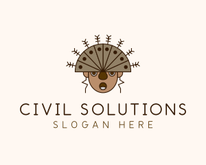 Ethnic Headdress Warrior logo design