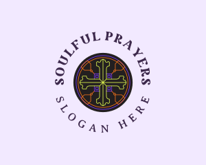 Pray - Sacred  Christian Cross logo design