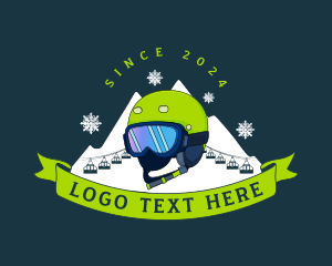 Skiing - Ski Headgear Helmet logo design