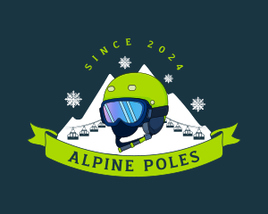 Ski Poles - Ski Headgear Helmet logo design