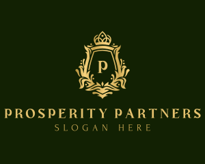 Wealth - Luxury Crown Shield Lettermark logo design