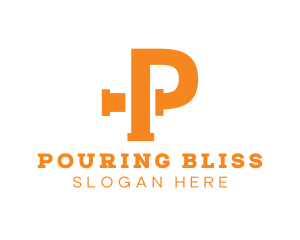 Orange Pipe Letter P logo design