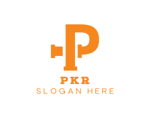 Orange Pipe Letter P logo design