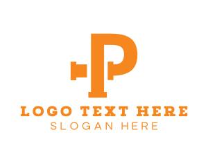 Sewage - Orange Pipe Letter P logo design