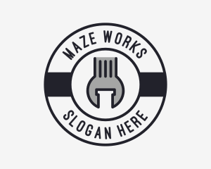 Mechanic Wrench Spanner Tool logo design