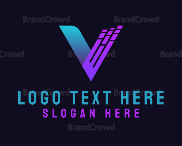 Startup Tech Digital Letter V Logo