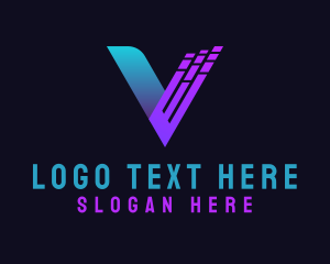 Startup Tech Digital Letter V Logo