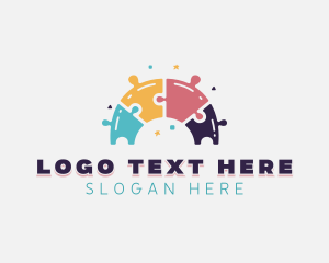 Brain Teaser - Jigsaw Puzzle Rainbow logo design
