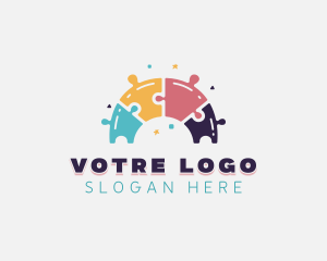 Childcare - Jigsaw Puzzle Rainbow logo design