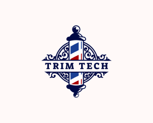 Trim - Barber Pole Hairdresser logo design