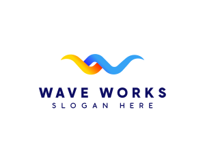 Wave Air Conditioning Letter W logo design