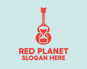 Red Guitar Hourglass logo design