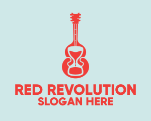 Red Guitar Hourglass logo design