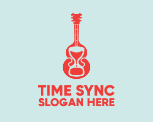 Red Guitar Hourglass logo design