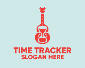 Red Guitar Hourglass logo design