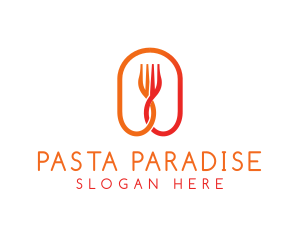 Pasta - Orange Food Fork logo design