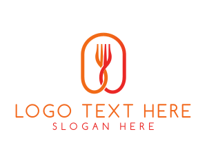 Recipe - Orange Food Fork logo design
