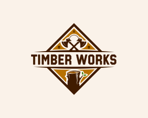 Lumberjack Axe Carpenter logo design