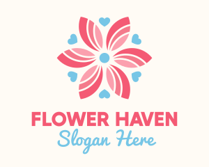 Spring Flower Heart  logo design