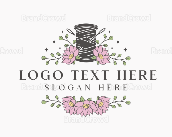 Floral Sewing Thread Needle Logo