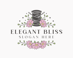 Tailor - Floral Sewing Thread Needle logo design
