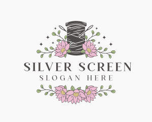 Embroidery - Floral Sewing Thread Needle logo design