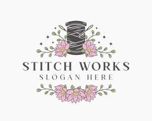 Alterations - Floral Sewing Thread Needle logo design