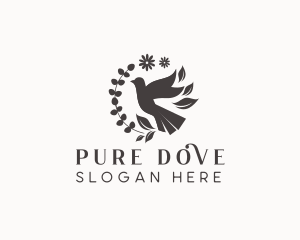 Nature Floral Dove Bird logo design