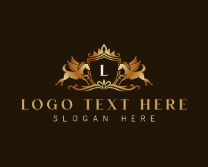 Luxe - Crown Pegasus Horse logo design