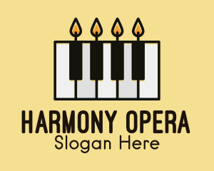 Opera - Candle Piano Keys logo design