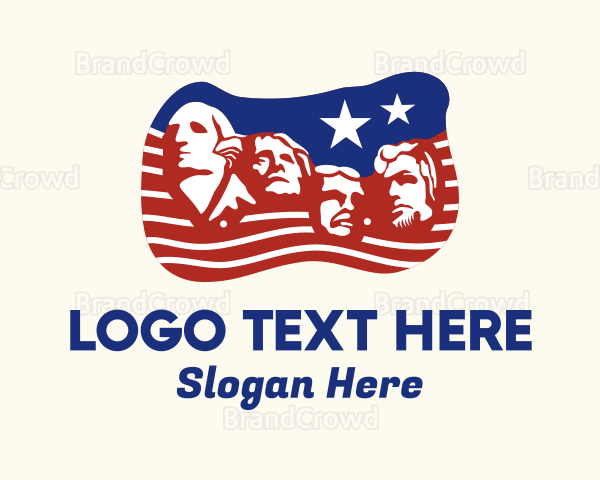 Mount Rushmore Patriotic Flag Logo