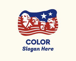 4th Of July - Mount Rushmore Patriotic Flag logo design