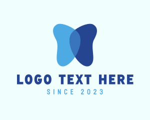 Blue Butterfly - Dental Tooth Butterfly logo design
