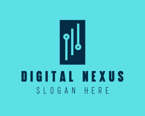 Digital Circuit Rectangle logo design